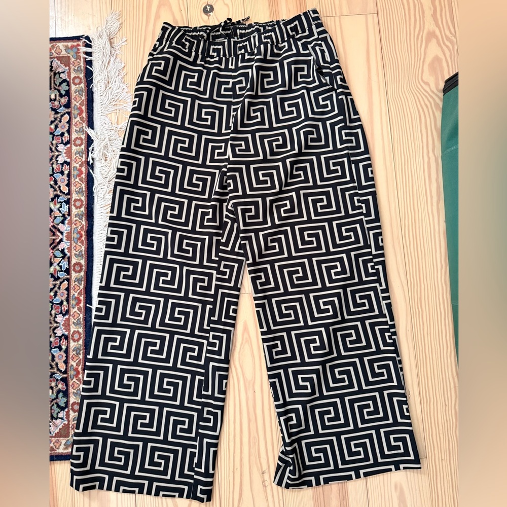 Weekday Black and Tan Geometric Pattern Wide Leg Pants